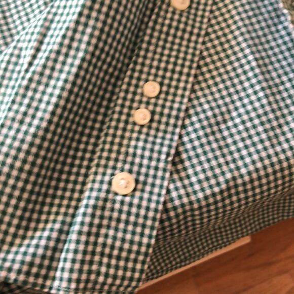 Lands End 💯% Cotton Classic Button Down Tall Shirt in Grass Green Check Print - Picture 9 of 11
